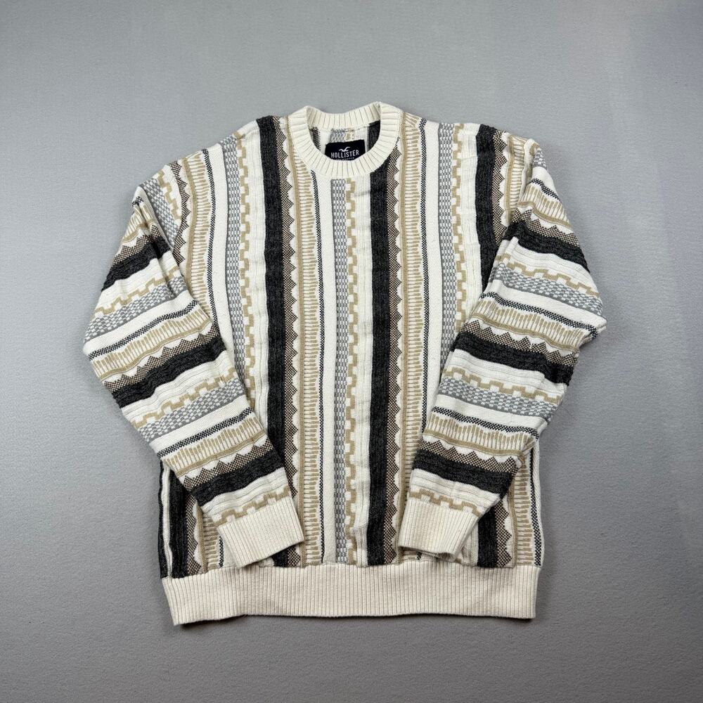 Hollister Geometric Striped Knit Sweater Men’s L